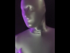 Breath training with a swim cap in zentai