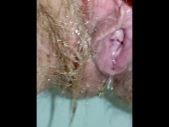 Hairy Pussy Peeing on Face Close Up