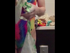 恥装 恥ずかしいレオタードで外出し外で着替えて、その後はアナルプラグ