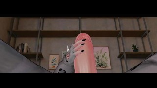 Futanari jerking off huge cock