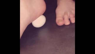 Egg gets crushed by barefeet Giantess