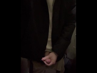 Young Twink Jerking off Big Dick in the Toilet