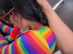 I caught my stepdaughter masturbating in the kitchen, she confessed was thinking about my thick dick