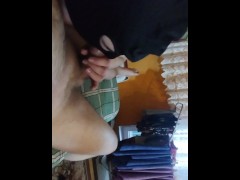 Chubby MILF gives blowjob to small penis until cumshot