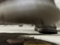 Dirty boots crushing sweets. POV giantess