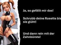 Deine Herrin lässt dich deinen Arsch sauber schrubben! Analplay & Wichsanleitung