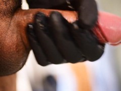 Latex Glove Handjob with lube and cumshot