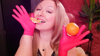 ASMR: nurse gloves and eating oranges!