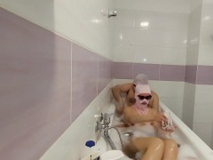 Amateur couple showering together. Wife hairy pussy, big ass, big tits