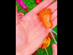 New glitter rainbow lollipop candy cutting ASMR