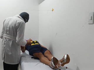 Kinky Doctor Masturbates his Cock in the Office