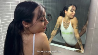 That Cuckold Calls, My Friend Fucks Me: Fierce Passion in the Bathroom with Cum in My Mouth (POV Tra