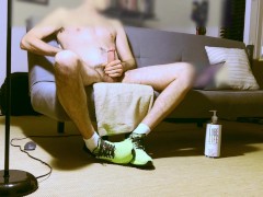 2nd Cum of Night green shoes young fit hung single straight guy, thick cut throbbing cock Part 1