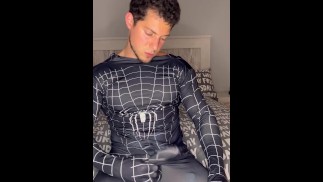 🔥SPIDERMAN GAY plays with his flexible cock😏😏