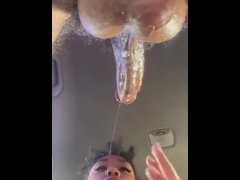 Lightskin slut sucks bbc in the backseat