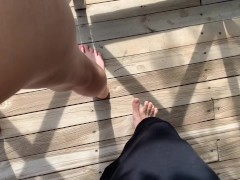 I fuck my sister-in-law on the balcony while my wife is in the pool
