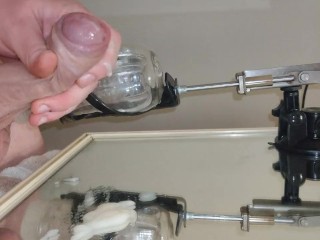 Monster Cock Jerks & Gets Milked on Fucking Machine - Huge Closeup Cumshot (4k)