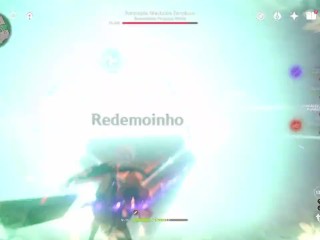 Shogun Raiden Atolando Boss com a Espada Dura e Afiada