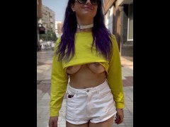 Braless Underboob Croptop in Public 💛