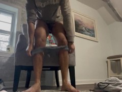 Sweaty feet and big dick stroking