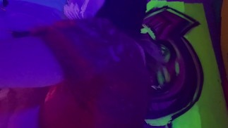 Masked Artist Jerks Off Restrained Man In Her Kinky Studio Until He Cums On Her Tits.