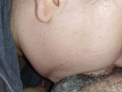 so greedy fucking her throat, punching and licking the cuckold's hard cock