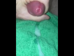Squirting another cum load onto my cum towel