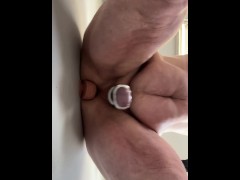 Fat man riding Big girth dildo ride 7.5x6.75