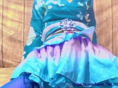【自宅で静かに】青い和服【疑似SEXディルドオナニー】 - Screenshot 14 of 16 - Solo Male