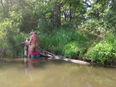 On kayaking trip we stop on a tiny island to fuck other couple caches us right before orgasm