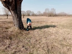 Quick pissing during a bike ride it is still cold but I need to expose my round butt