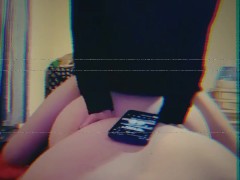 Daddy fills my ass while watching porn