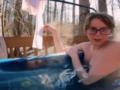 Babe topless in hot tub underwater views