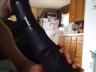 Deapthroating a XXL Horsecock after Realistic Huge Cock Attemp