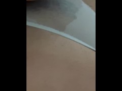 Spitting on my roommate’s dirty white panties until they became see through VERY CLOSE UP!! 💦