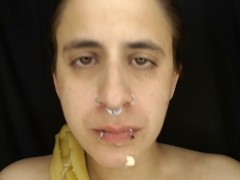 Naughty Eating Fetish Banana Piercings Big Lips