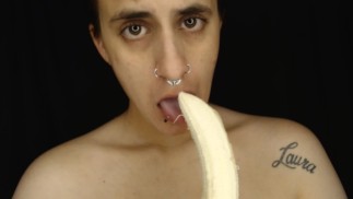 Naughty Eating Fetish Banana Piercings Big Lips