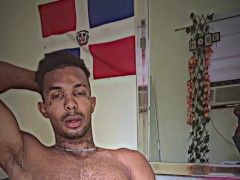 young muscular Latino masturbating