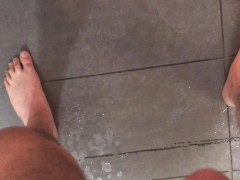 POV Yellow Morning Power Piss Leaves Huge Puddle on Kitchen Floor