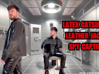 Latex Catsuit & Leather Jacket Spy Captured