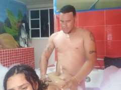 hot tub sex with a horny couple.