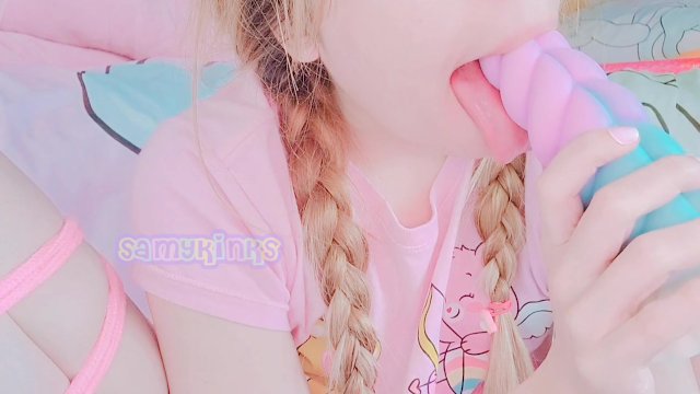 petite slut all tied up cummies on unicorn