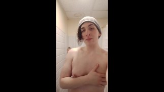 Tgirl fucks herself in the shower