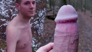 ALERT: Pervert caught - Winter walk ended in shame (nude selfie) - naked man has a problem!