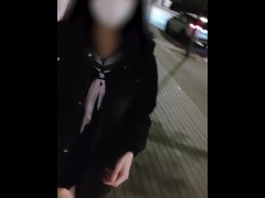 大衣下的水手服伪娘在路人和汽车经过旁露出自慰 - Screenshot 1 of 16 - Crossdresser