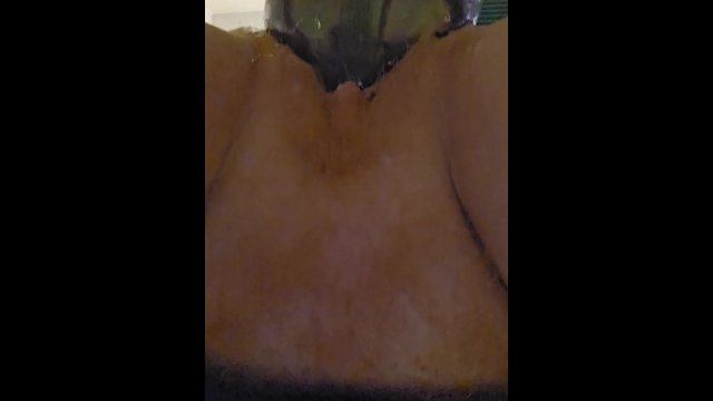 Wrecked cunt drips lube on 4xl Goliath
