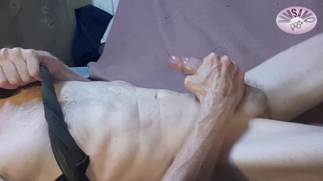 Close up MeMySelfAndMyOwn wanking until intense moaning squirming orgasm on sweaty skinny body.