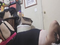 15 inch dildo makes sissy moan