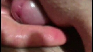 Rubbing my cock on her pussy turns me on and I cum in her panties