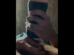Fat cock gets buried in fleshlight